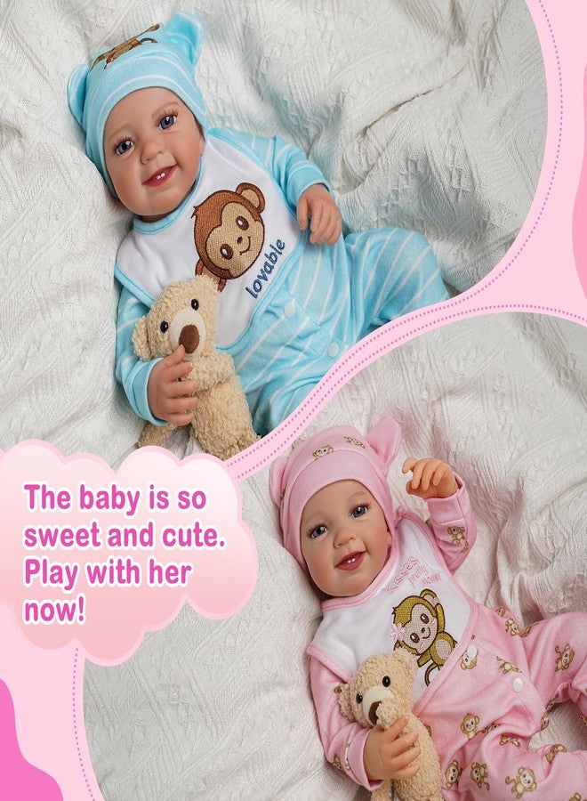 BABESIDE دمى أطفال حديثي الولادة من بيبي سايد، توأم، 20 بوصة، دمى واقعية لطفل حديث الولادة، ولد وبنت، جسم من الفينيل الناعم والقماش، مع مجموعة أدوات تغذية، علبة هدايا للأطفال من عمر 3 سنوات فما فوق - Image 2